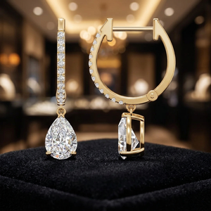 Pendientes de Aro con Diamante Cultivado en Laboratorio de 1.50 Ct, Forma de Pera, Plata de Ley 925 y Oro Sólido de 14K, Proveedor Mayorista OEM ODM - Product Image 3