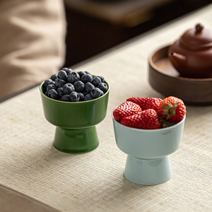 Cuenco de postre de pie alto de estilo <span class=keywords><strong>chino</strong></span> moderno, plato de cerámica para repostería de frutas para sala de té, hoteles y restaurantes, juego de vajilla elegante - Product Image 4