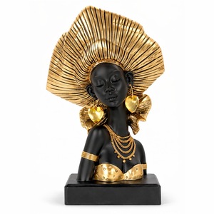 Sculpture de <span class=keywords><strong>buste</strong></span> de <span class=keywords><strong>femme</strong></span> africaine en résine, décoration moderne pour la maison, ornement de table pour le salon - Product Image 4