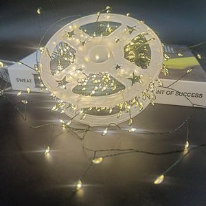 Guirlande lumineuse de Noël USB <span class=keywords><strong>600</strong></span> LED 20 mètres blanc chaud, fil vert étanche, décorative, effet pétard, avec télécommande et 8 modes - Product Image 4