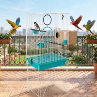Cage pour perruches domestiques, support en fil métallique surélevé pliable, nichoir et anneaux de jeu pour enrichir la vie quotidienne des oiseaux