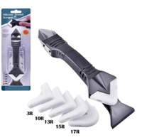 Kit d'outils de finition pour carrelage et silicone 3 en 1 : spatule, racloir et truelle pour mastic et scellant