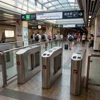 Barrera Abatible de Acero Inoxidable 304 con Control de Acceso por RFID, Código QR y Reconocimiento Facial, Protección IP65, Anti-Embestida, para Metro y Gimnasios