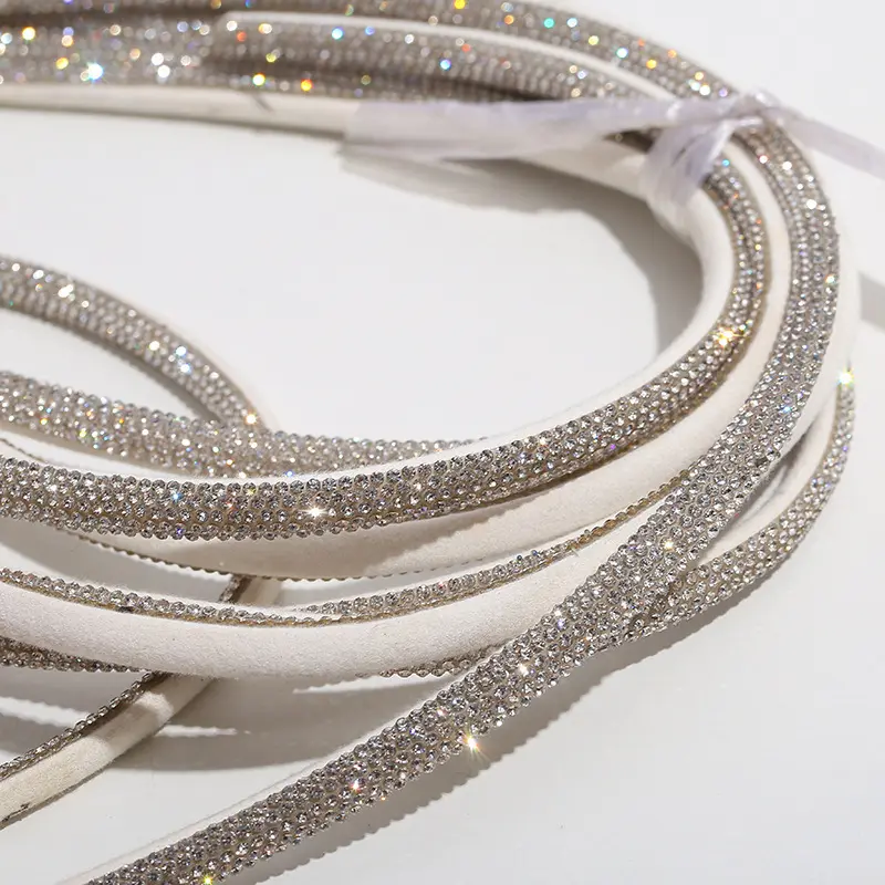 Wholesale Custom Bling Crystal Diamond Trim 6mm Crystal Ribbon Trim Rhinestone Rope Tube For Shoe Hoodies