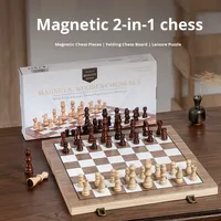 Pile de haute qualité deux-en-un jeu d'échecs international magnétique coin arrondi en bois éducatif compétitif transfrontalier