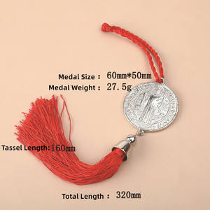 KOMI चांदी सेंट बेनेडिक्ट के साथ दौर सिक्का पदक लटकन किनारे कार पर्दे लटकन पुरुषों में महिलाओं के लिए 3 रंग - Product Image 5