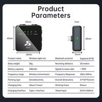 Microphone cravate sans fil SX10 pour ordinateur de bureau avec suppression du bruit, batterie de 16 heures, enregistrement audio/vidéo pour iPhone et Android