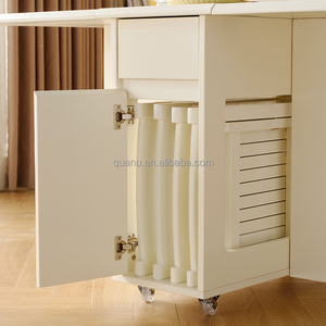 129926 quanu hình chữ nhật hình dạng có thể gập lại bàn ăn và <span class=keywords><strong>4</strong></span> ghế hiện đại màu trắng tiết kiệm không gian bàn ăn và ghế - Product Image 5