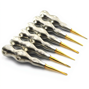 Ensemble d'instruments chirurgicaux manuels de luxation de racines certifiés CE, en acier inoxydable plaqué or, réutilisables pour la chirurgie générale - Product Image 1