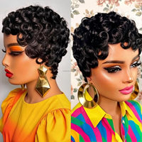 Perruque synthétique courte bouclée de 6 pouces, style afro, résistante à la chaleur, sans colle, pour femmes noires africaines