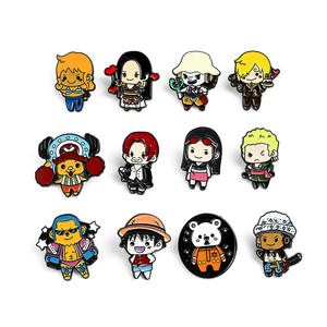 Broche One Piece Luffy <span class=keywords><strong>Pirates</strong></span> des Caraïbes, badge en métal de dessin animé, personnage japonais gravé, alliage, goutte d'huile, artisanat en métal - Product Image 5