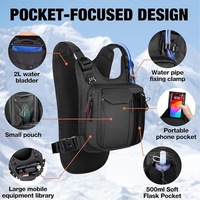 Gilet de course en polyester à motif géométrique, sac de poitrine tactique avec poche à eau, fermeture éclair et fermoir, réfléchissant, respirant, taille ajustable