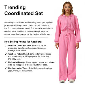 FC 2025 jatuh 83% katun 17% poliester French Terry Wanita setelan keringat Logo kustom pakaian Jogging wanita Set 2 potong - Product Image 2