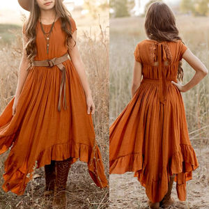 Ropa de verano de diseñador para niños y niñas, vestido personalizado de manga corta, venta al por mayor - Product Image 1