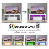 Meuble TV LED moderne pour téléviseurs de 40/50/55 pouces, centre de divertissement en bois blanc avec éclairage changeant de couleur, usage général