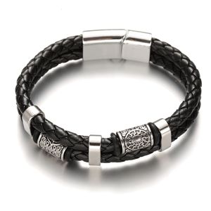 Pulsera de Cuero Trenzado Multicapa con Nudo Celta Vikingo <span class=keywords><strong>para</strong></span> Hombre - Cuentas con Runas Nórdicas y Detalles de Acero Inoxidable, Joyería Nórdica - Product Image 3