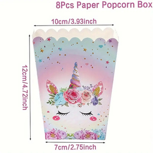 Boîte à popcorn en carton alimentaire recyclable, design rectangulaire pliable, pour mariage, anniversaire, événements, option de logo personnalisé, fête - Product Image 6