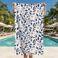Luxury Beach Towel with Quick-Dry & Customizable Storage Bag Modern Tropical Style Printed Design