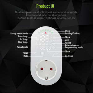 Beca BHT-12-LED <span class=keywords><strong>Prise</strong></span> de <span class=keywords><strong>thermostat</strong></span> numérique intelligente 220v <span class=keywords><strong>Thermostat</strong></span> de chauffage <span class=keywords><strong>programmable</strong></span> pour la maison Hôtel Utilisation Affichage LED Plug-in - Product Image 6
