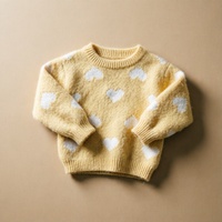 Pull personnalisable en coton à motif cœur pour filles, col rond, tricoté, idéal pour l'automne, l'hiver, les fêtes et le quotidien