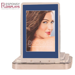 Présentoir de comptoir en acrylique avec affiche de panneau arrière pour la vitrine cosmétique de la série rouge à lèvres dans le magasin de beauté magasin de maquillage au détail - Product Image 4