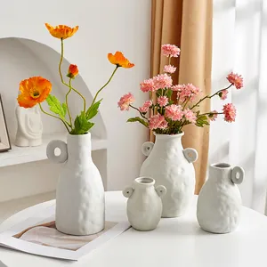 Nordicตกแต่งบ้านสีเทาBump Textureแจกันดอกไม้เครื่องประดับตกแต่งบ้านโมเดิร์นเซรามิคหัตถกรรมห้องนั่งเล่นตกแต่งบ้านรายการ