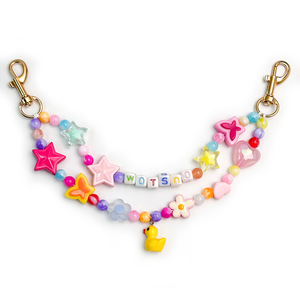 Custom <b>Name</b> Beaded Keychain Star Flower Duck Pendant Personalized Girl Core Bag Charm Plastic Beads <b>Chains</b> Design - Product Image 5