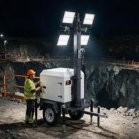 Tour d'éclairage mobile extérieure à LED diesel avec groupe électrogène, alimentation IP66, blanc, Ra90, 45000 lumens