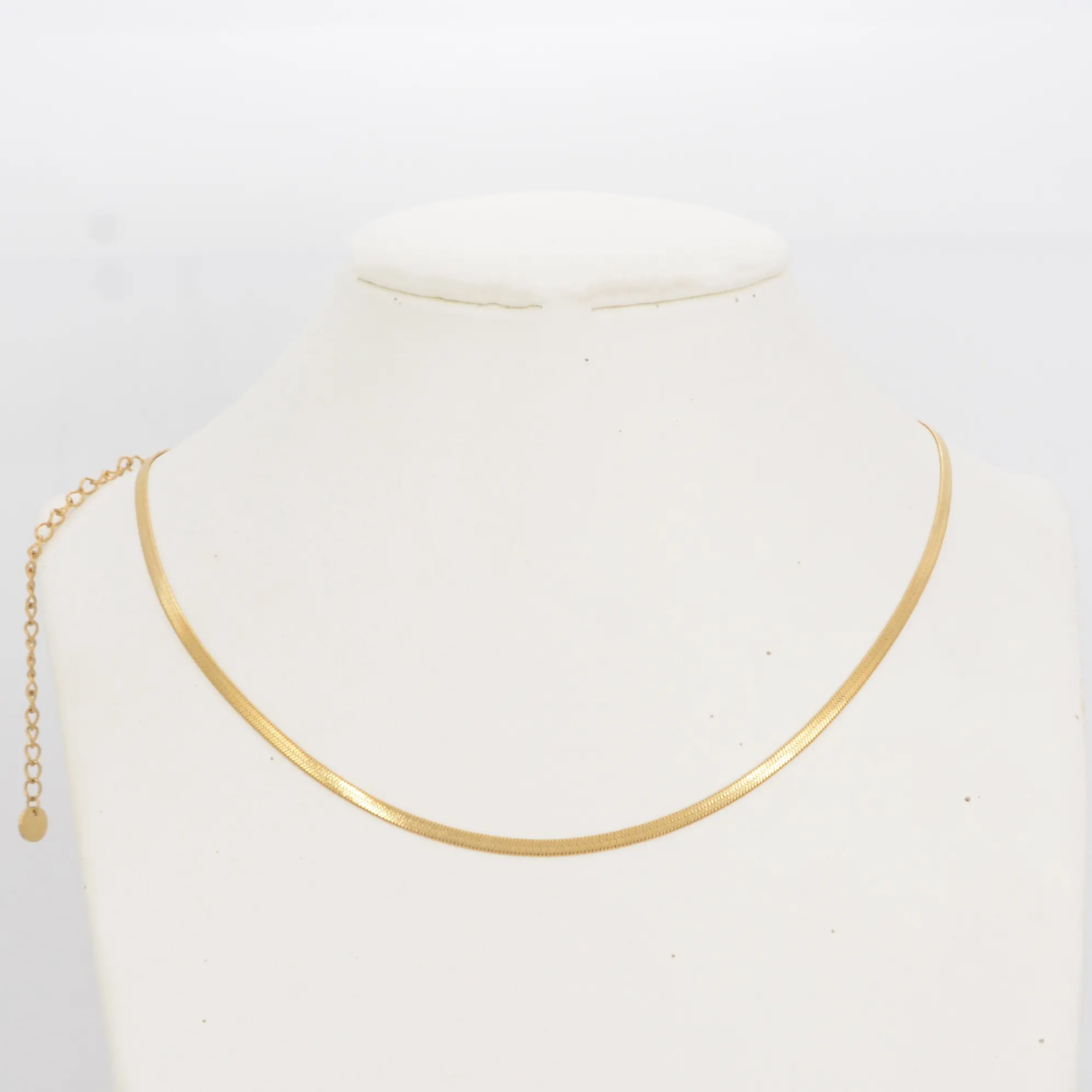 Unisex Heavy 14K Gold Filled Snake Herringbone Chain Short 3mm Clavicle Blade Chain Necklace