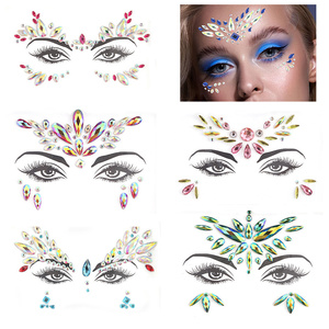Carnaval maquillage <span class=keywords><strong>3D</strong></span> diamant sourcil autocollant temporaire visage bijoux tatouage brillant strass pour Festival de musique bricolage beauté décor - Product Image 1