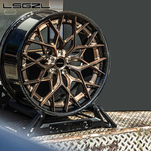 LSGZL锻造包裹碳纤维定制2件式单体5x130 5x114.3 5x112 17-26英寸凹形轮辋，用于豪华Urus汽车车轮 - Product Image 1