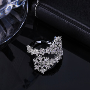 Hip-hop <b>Open</b> Snowflake <b>Ring</b>, Full of Jewelry Style Design Simple Zircon <b>Ring</b> - Product Image 4
