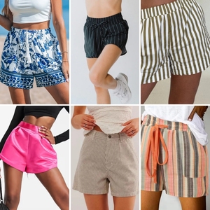 Liquidación: Nuevos <span class=keywords><strong>shorts</strong></span> de <span class=keywords><strong>mujer</strong></span> vintage de corte regular, de cintura alta, estilo casual, con cintura elástica, para playa, de marcas y telas variadas, en stock. - Product Image 2