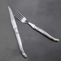 Nouveau lancement Laguiole ensemble de couteaux à steak de boeuf dentelé français acier inoxydable 3Cr14 Western Design écologique lave-vaisselle
