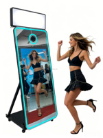 Cabina de Fotos con Espejo Mágico, Cabina de Fotos Portátil con Espejo para Bodas, Fiestas y Eventos, Pantalla Táctil de 32 Pulgadas