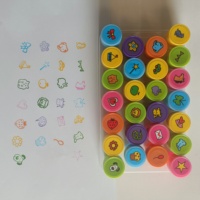 26 timbres lettres auto-encreurs animaux tampons ronds en caoutchouc tampons numérotés en plastique pour enfants