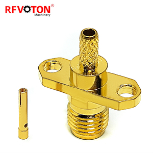 Fabrika kaynağı altın kaplama Sma kadın Jack Hembra 2 delik flanş paneli Rg316 vida Rf koaksiyel koaksiyel konnektör Rohs stokta bakır - Product Image 3