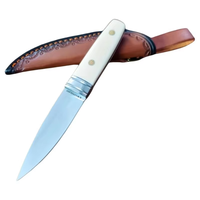 Couteau de chasse à lame en acier inoxydable de haute qualité, couteau tactique personnalisé pour le camping en plein air, lame fixe avec étui en cuir