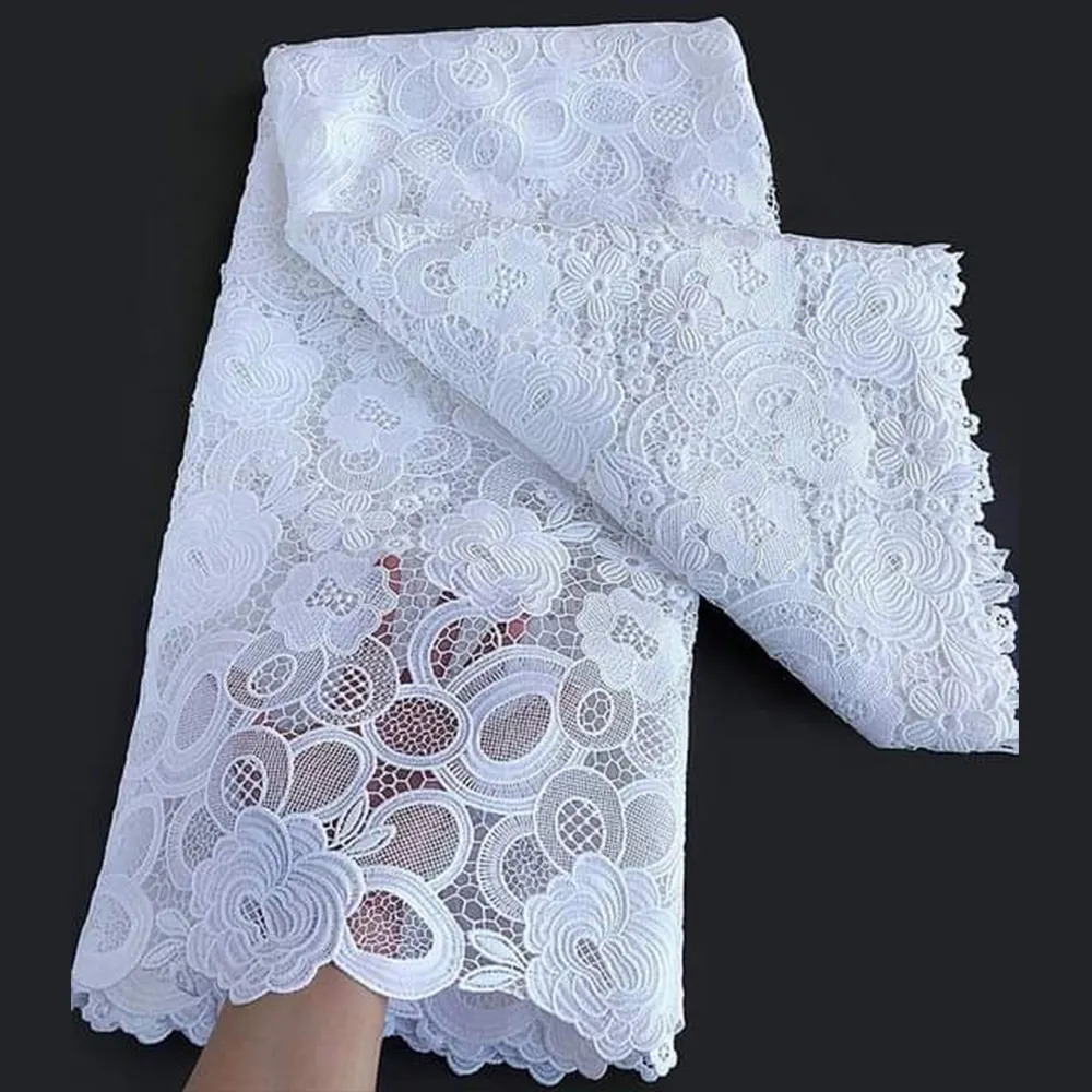 NI.AI mode baru kain renda tali Guipure putih murni, Gaun wanita Afrika kualitas tinggi kain renda