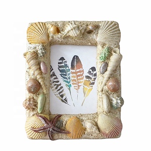 Coastal Shell bãi biển trang trí nội thất nhựa khuôn 4x6 inch kim loại Seashell khung ảnh cho trang trí nội thất bãi biển hình ảnh khung - Product Image 1