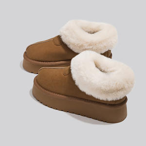<span class=keywords><strong>Bottines</strong></span> de neige à <span class=keywords><strong>lacets</strong></span> à semelles épaisses pour femmes automne hiver chaud doublé polaire moelleux col en peluche fourrure supérieure 4.5cm talon décontracté - Product Image 6