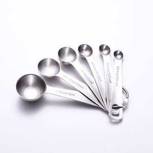 Juego de 6 cucharas medidoras de acero inoxidable 304, cucharas redondas de metal para ingredientes secos y líquidos, herramienta para hornear y cocinar - Product Image 1
