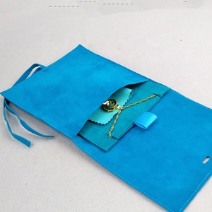 Custom logo Faux Suede Jewelry Packaging <b>Envelope</b> Pouches With Insert Card Polishing Cloth for Necklaces Velvet <b>Gift</b> Bags - Product Image 4