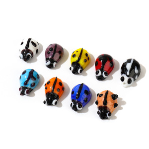 Seven-<b>spotted</b> ladybug glass beads handmade polka <b>dot</b> beetle bracelet beading DIY jewelry accessories materials - Product Image 2
