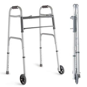 Y tế Walker di động gấp đi bộ Hỗ trợ khung bệnh nhân phẫu thuật nhôm Walker với bánh xe cho người lớn tàn tật người già - Product Image 3
