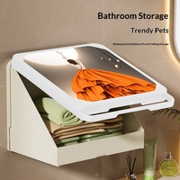 Boîte de rangement murale rectangulaire pliable en plastique, étagère de salle de bain, armoire de toilette, organisateur de vêtements compact