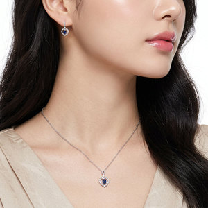 Nouvelle collection de bijoux de luxe en or blanc massif 18 carats, saphir naturel et diamants, ensemble de bijoux pour femmes, robe de soirée - Product Image 4
