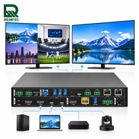 Commutateur KVM sans soudure 4x2 2.0b 4K60Hz HDCP 2.2 USB-C 100W avec charge, 100m, 24V PoC et capture USB intégrée