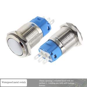 Interrupteur 1NO 3A 220V en acier inoxydable argenté de 16 mm, tête bombée/plaine, IP65, pour applications domestiques et automobiles - Product Image 6