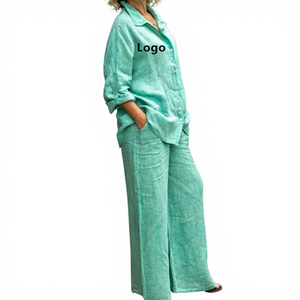 Camisa de <span class=keywords><strong>Mujer</strong></span> Nueva en Oferta, Traje de Dos Piezas 2026, Estilo Casual Urbano, Pantalones por Encima de la Rodilla, Cuello con Lazo, Camisas de Manga Larga con Botones para <span class=keywords><strong>Mujer</strong></span> - Product Image 1